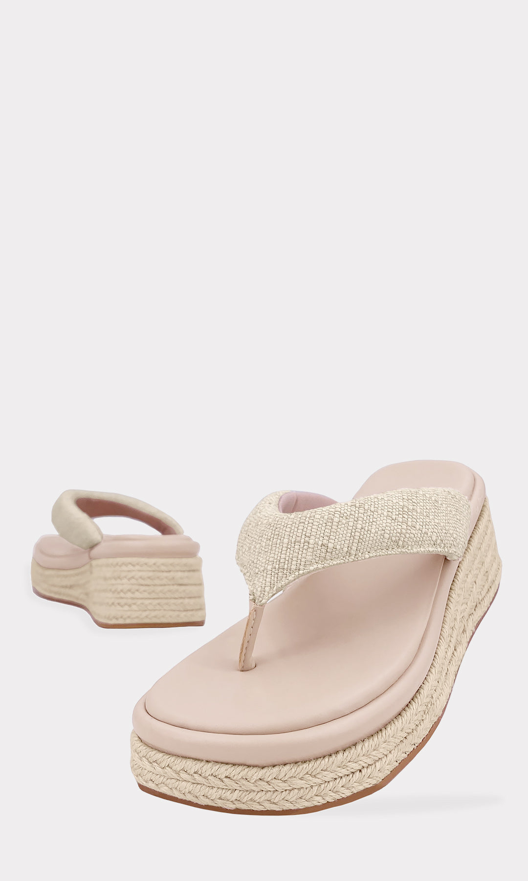 DIXTEN  PLATFORM SANDALS NUDE CON PLATAFORMA HECHA EN YUTE DESTALONADAS CONFECCIONADAS EN VINIPIELY STRAP SOBRE EL EMPEINE