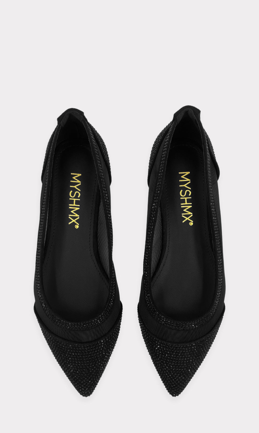 MONY ZAPATOS FLATS DE TERMINACION PUNTIAGUDA CON BRILLOS PEQUEÑOS AL FRENTE Y DISEÑO DE METER PARA MUJER DE MODA 