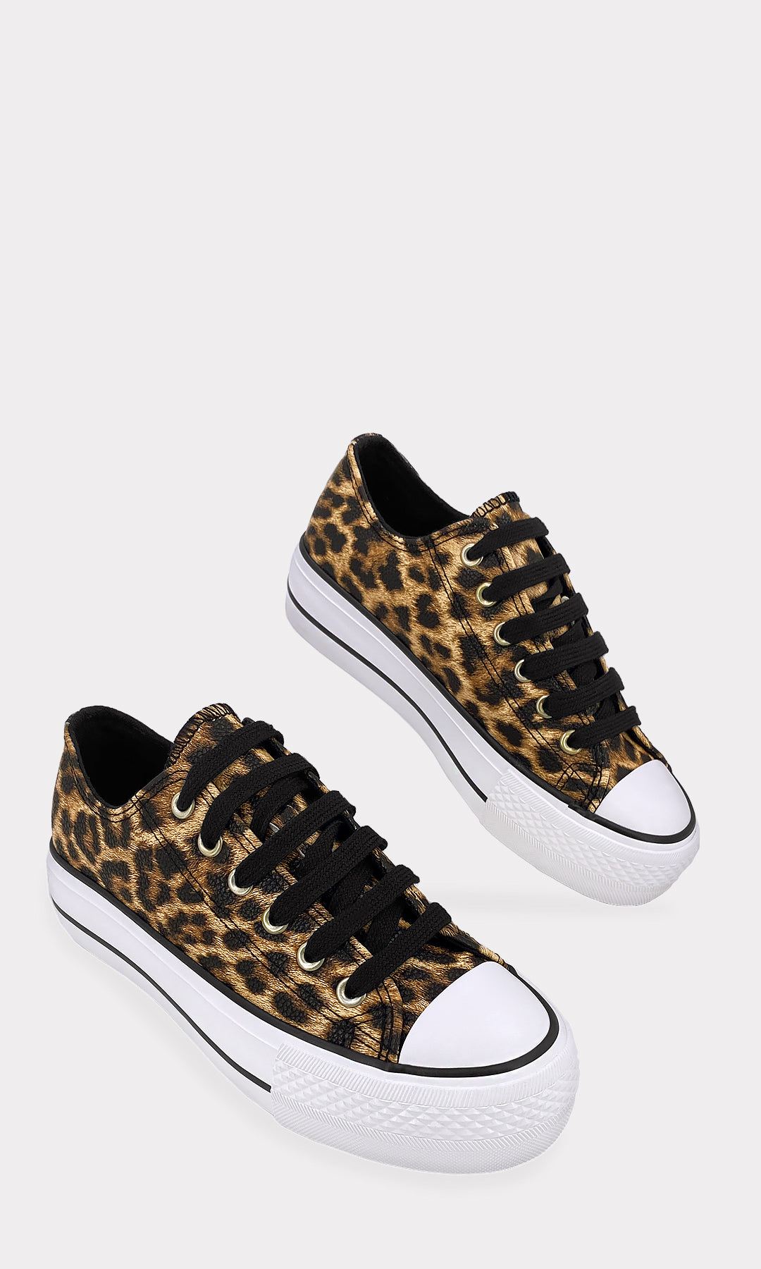 NIKKY SNEAKERS DE PLATAFORMA CAMEL CONFECCIONADOS EN VINIPIEL CON ESTAMPADO DE LEOPARDO DE PUNTA REDONDA Y AGUJETA ARRIBA DEL EMPEINE