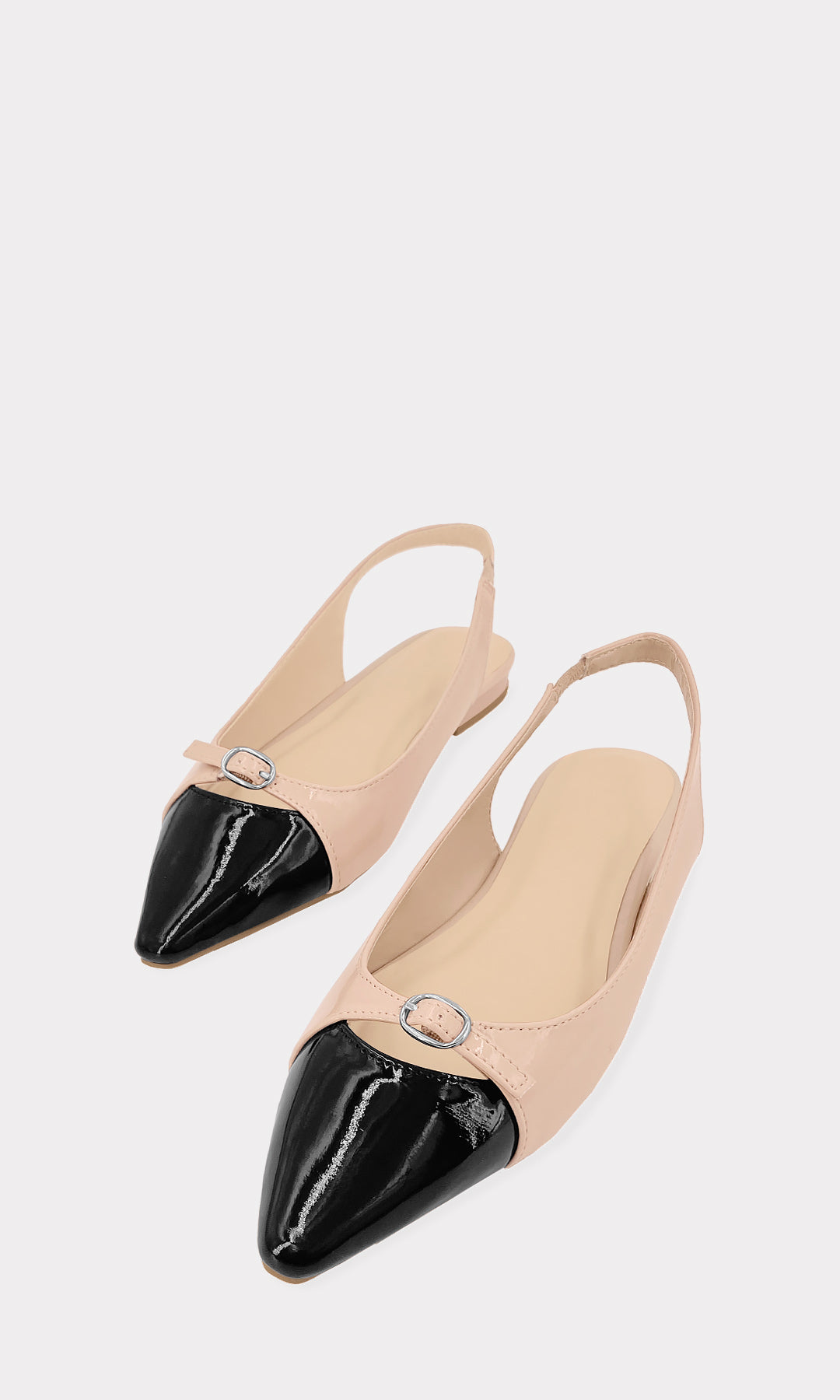 SIENNA ZAPATILLAS PLANAS SLINGBACK BICOLOR CON TERMINACION PUNTIAGUDA Y STRAP DELGADO EN TALON PARA MUJER